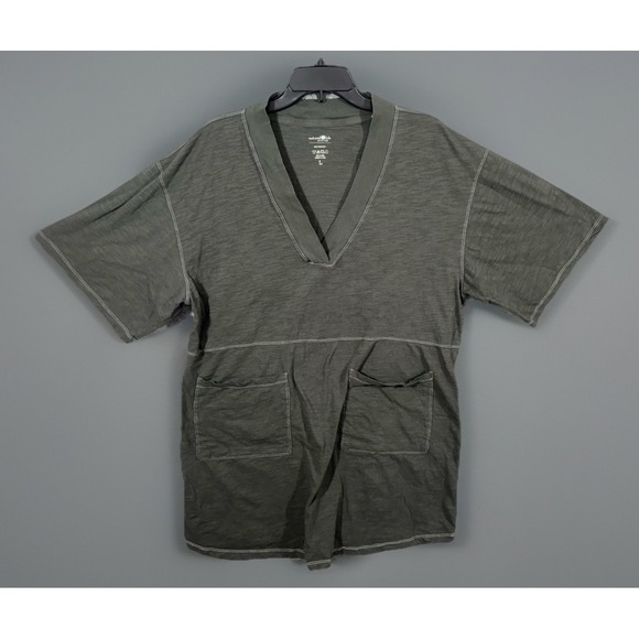 Natural Life Charlie T-shirt mini dress Lg Olive green Oversized relaxed V-neck - Picture 4 of 5